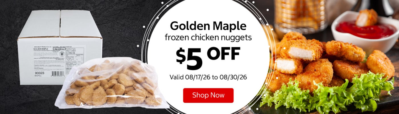Golden Maple frozen chicken nuggets $5 OFF Valid 08/17/26 to 08/30/26 Shop Now 