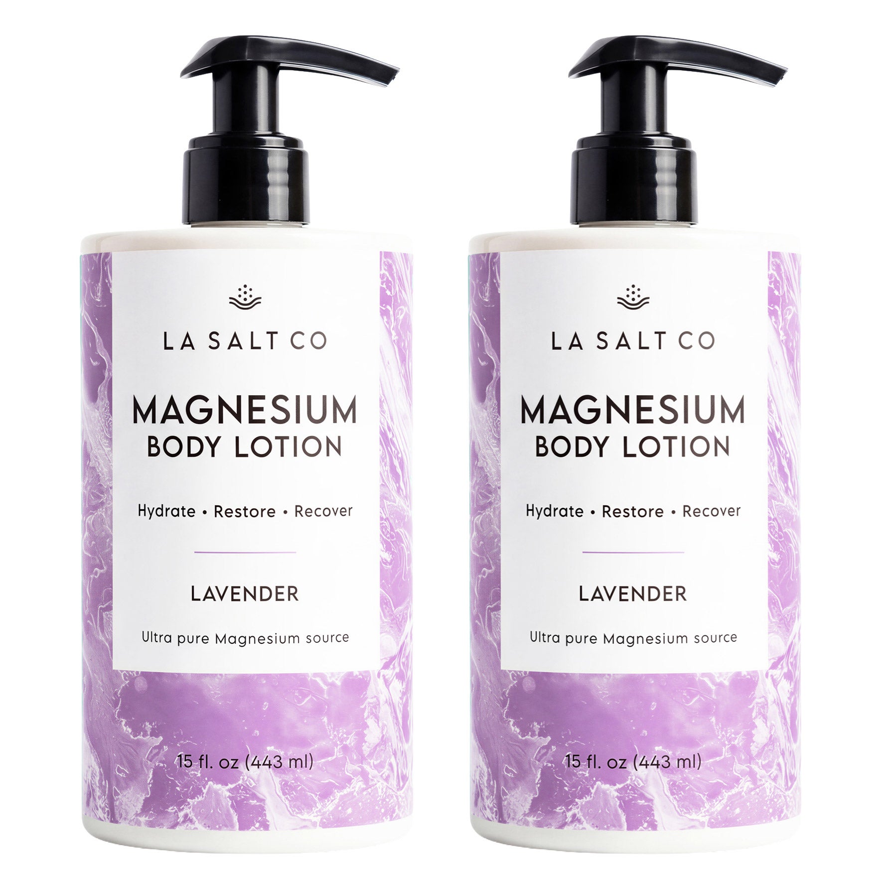 LA SALT CO Magnesium Body Lotion, 15 fl oz, 2-pack