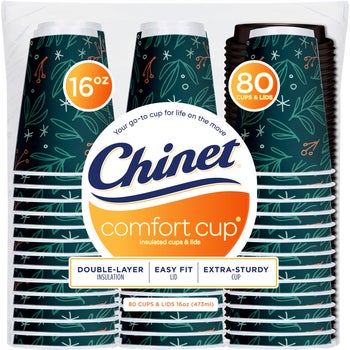 Chinet Comfort Cup Insulated Hot Cup and Lid, 16 oz, 80 ct