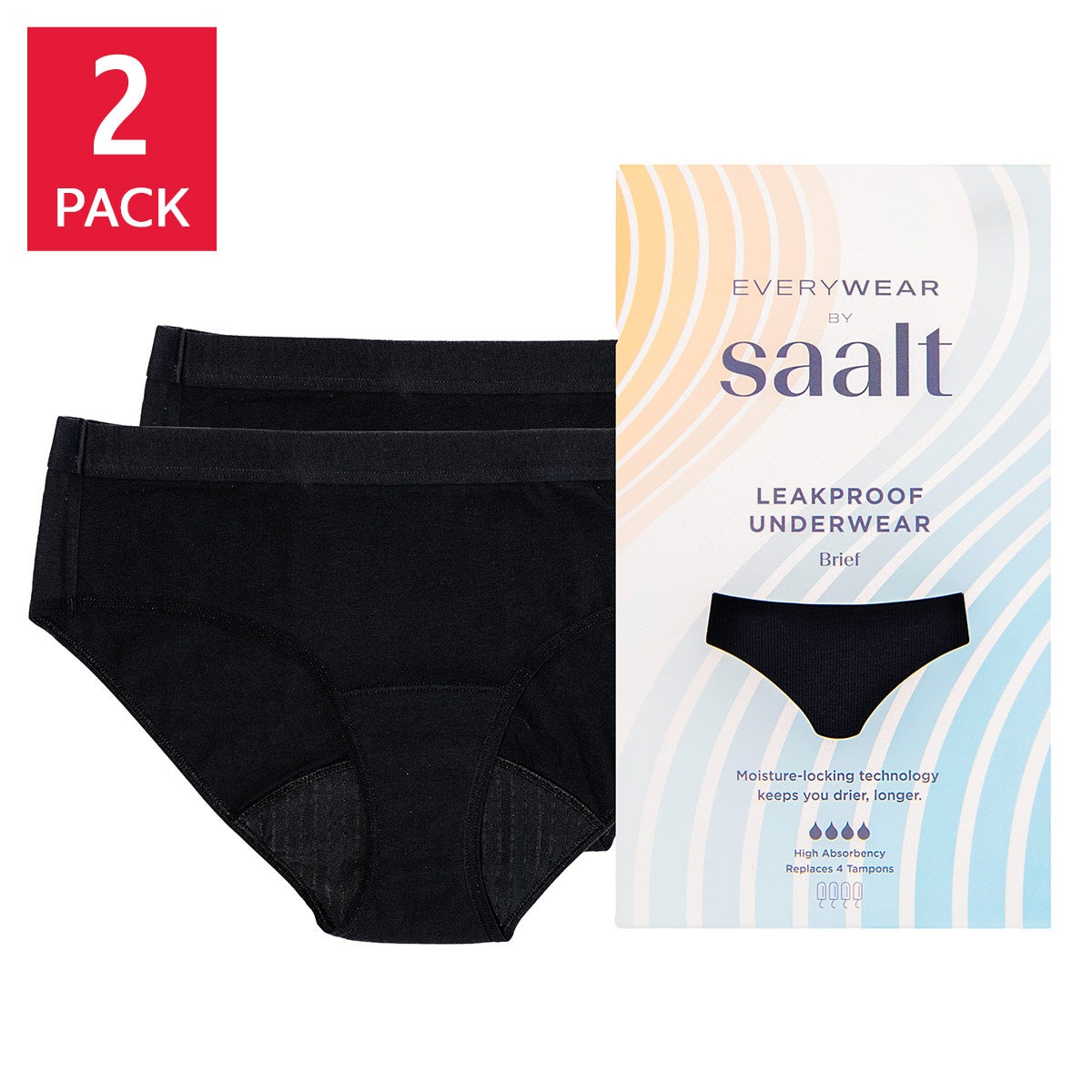 EveryWear by Saalt Women's Leakproof Underwear, 2-pack
