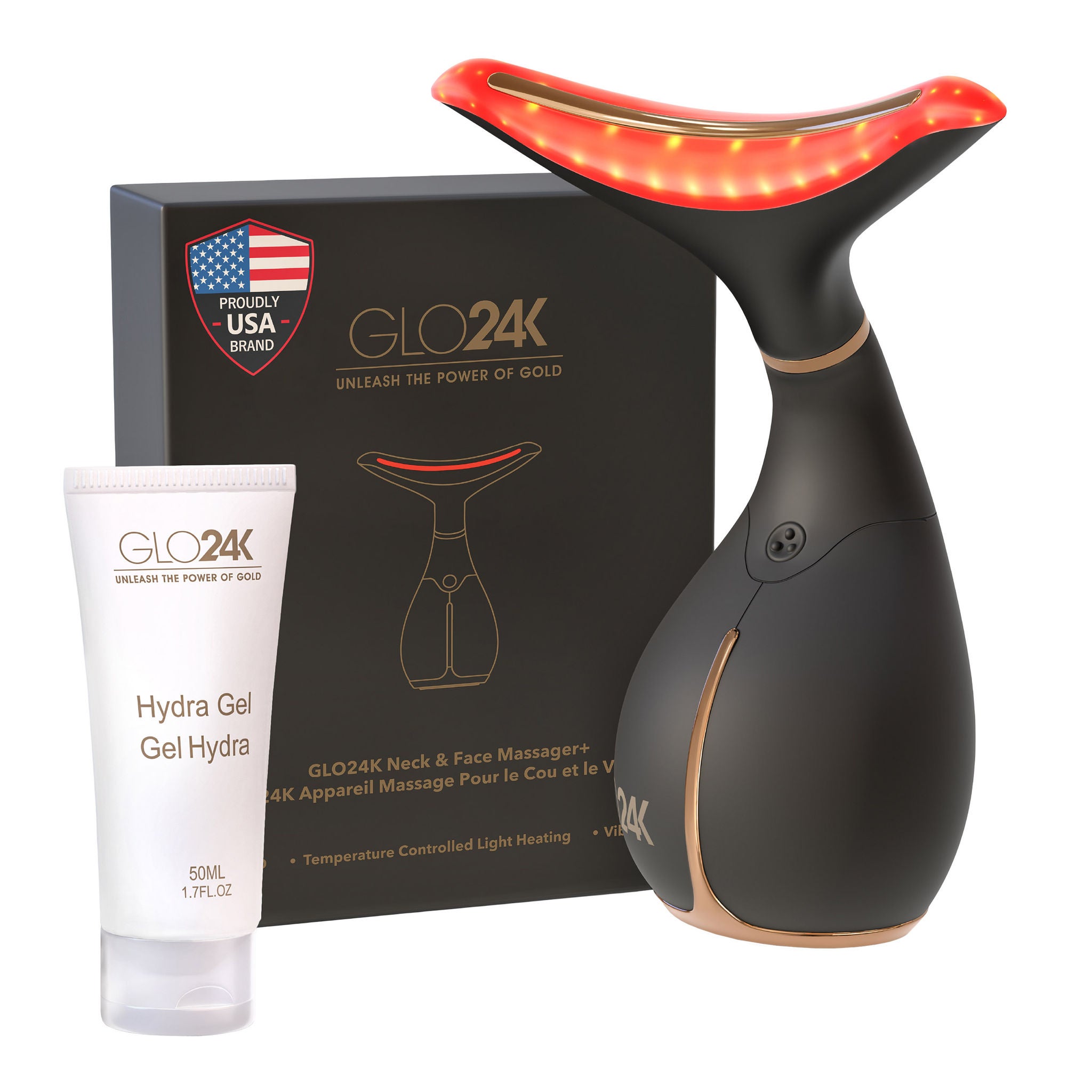 GLO24k Skin Rejuvenation Device for Face & Neck + 1.7 fl oz