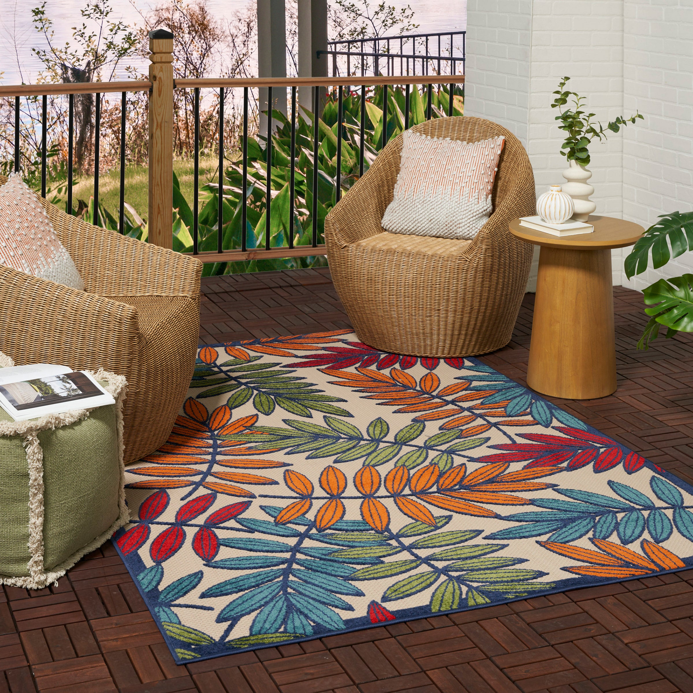 Nourison Veranda Indoor/Outdoor Area Rug, Rainforest, 3'6” x 5'6