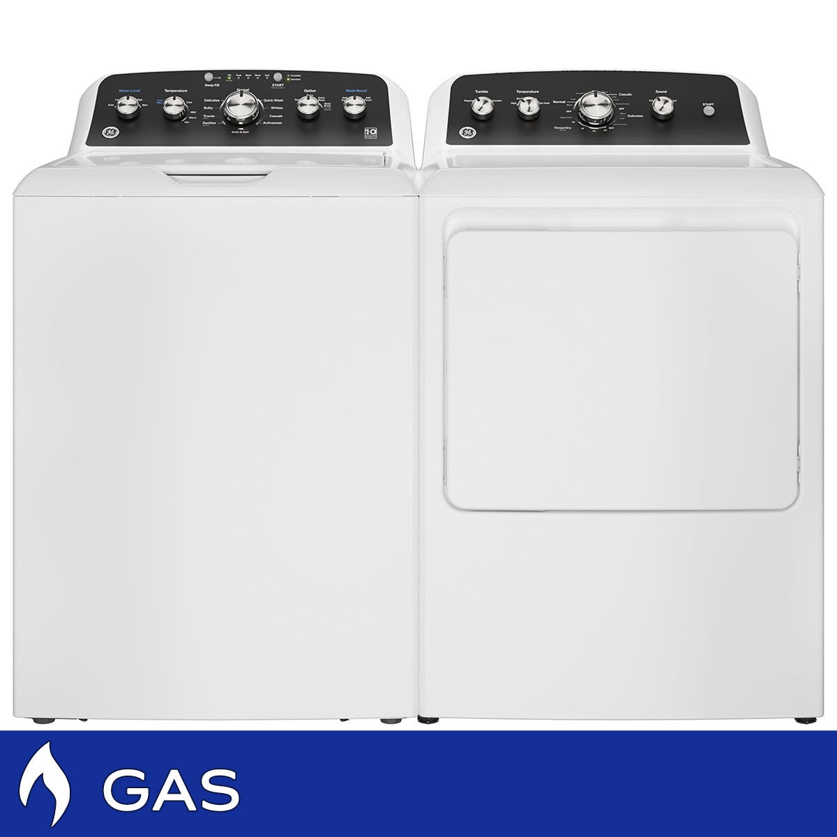 GE 4.5 cu. ft. Washer with Stainless Steel Basket and 7.2 cu. ft. GAS Dryer Package with 120 ft. Venting