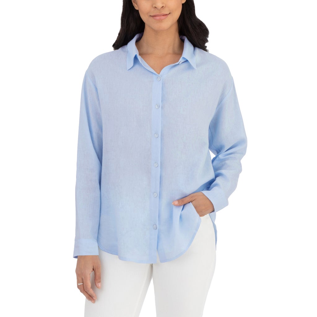 button up dress shirt womens Frances Valentine Perfect, White Down Shirt, Size XL Fair Indigo clothing is made from organic Peruvian Pima Cotton BlankNYC Women's Linen Blend Button