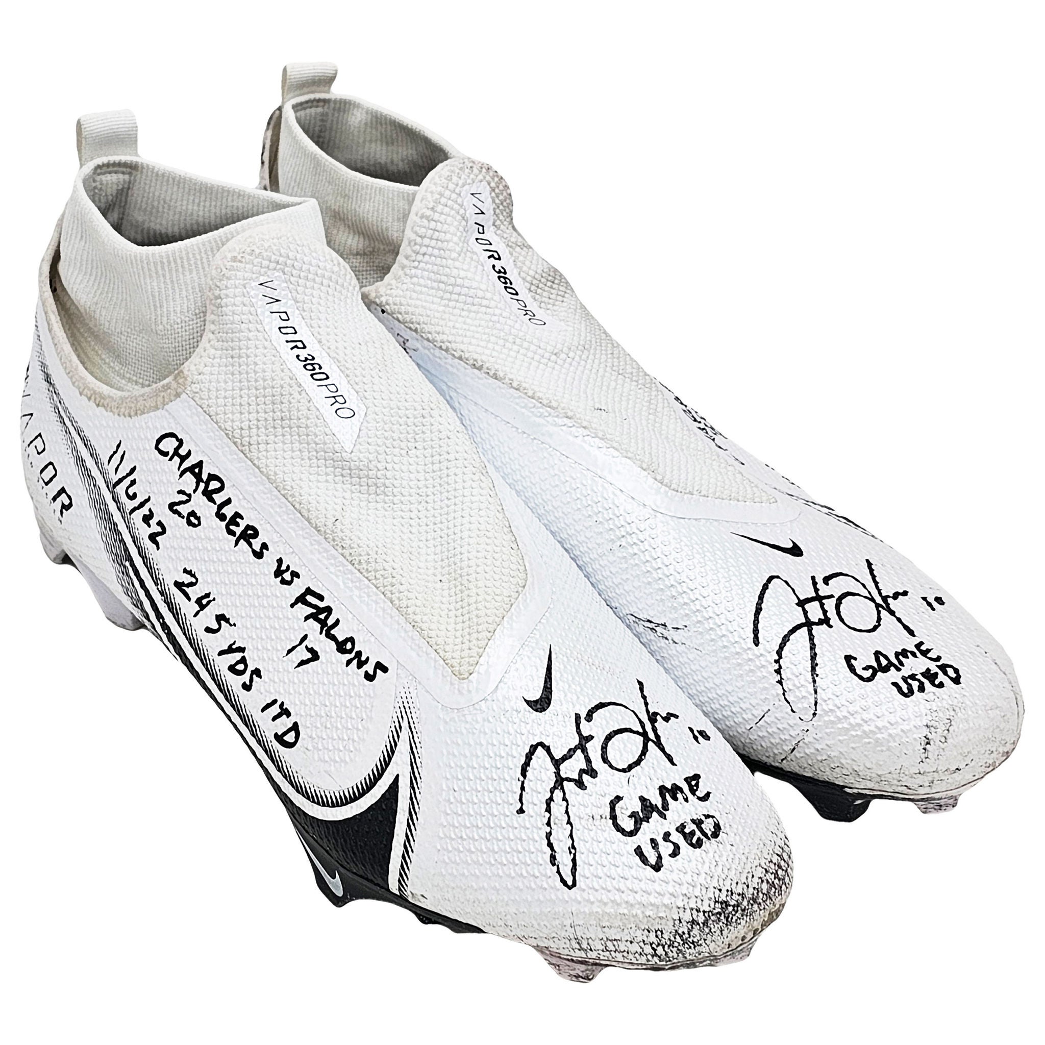 Justin Herbert Autographed Game Used Nike Vapor Cleats Los Angeles