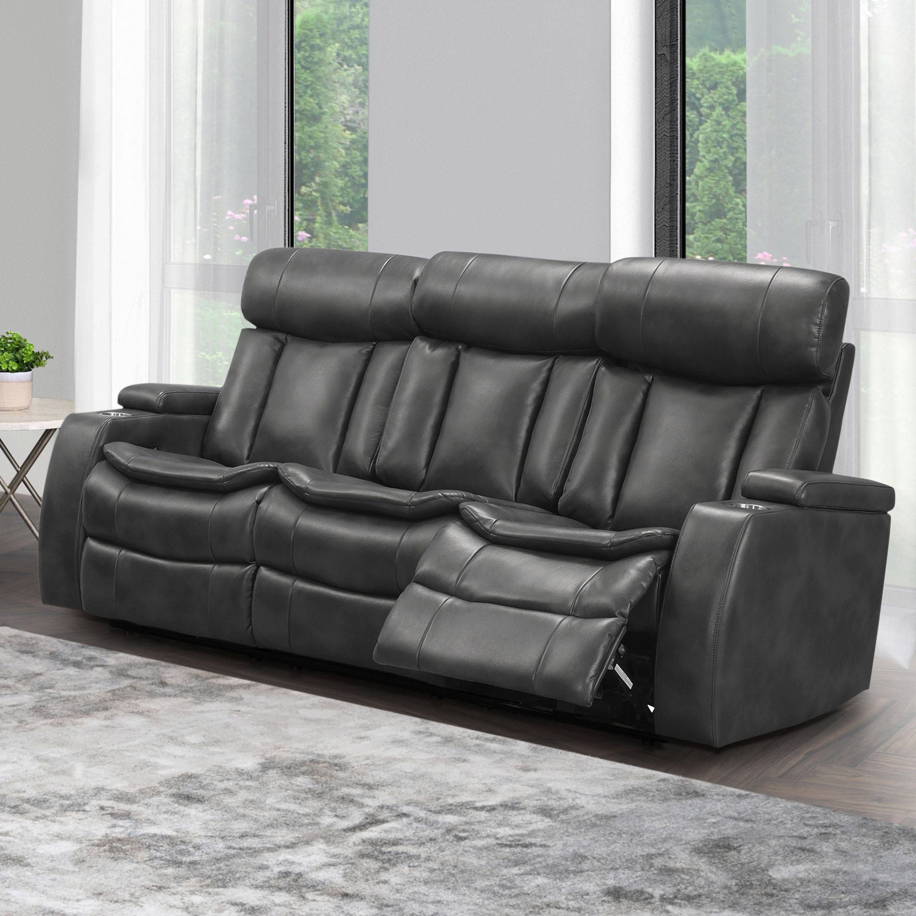 Zayne Leather Power Reclining Sofa with Power Headrests | Costco