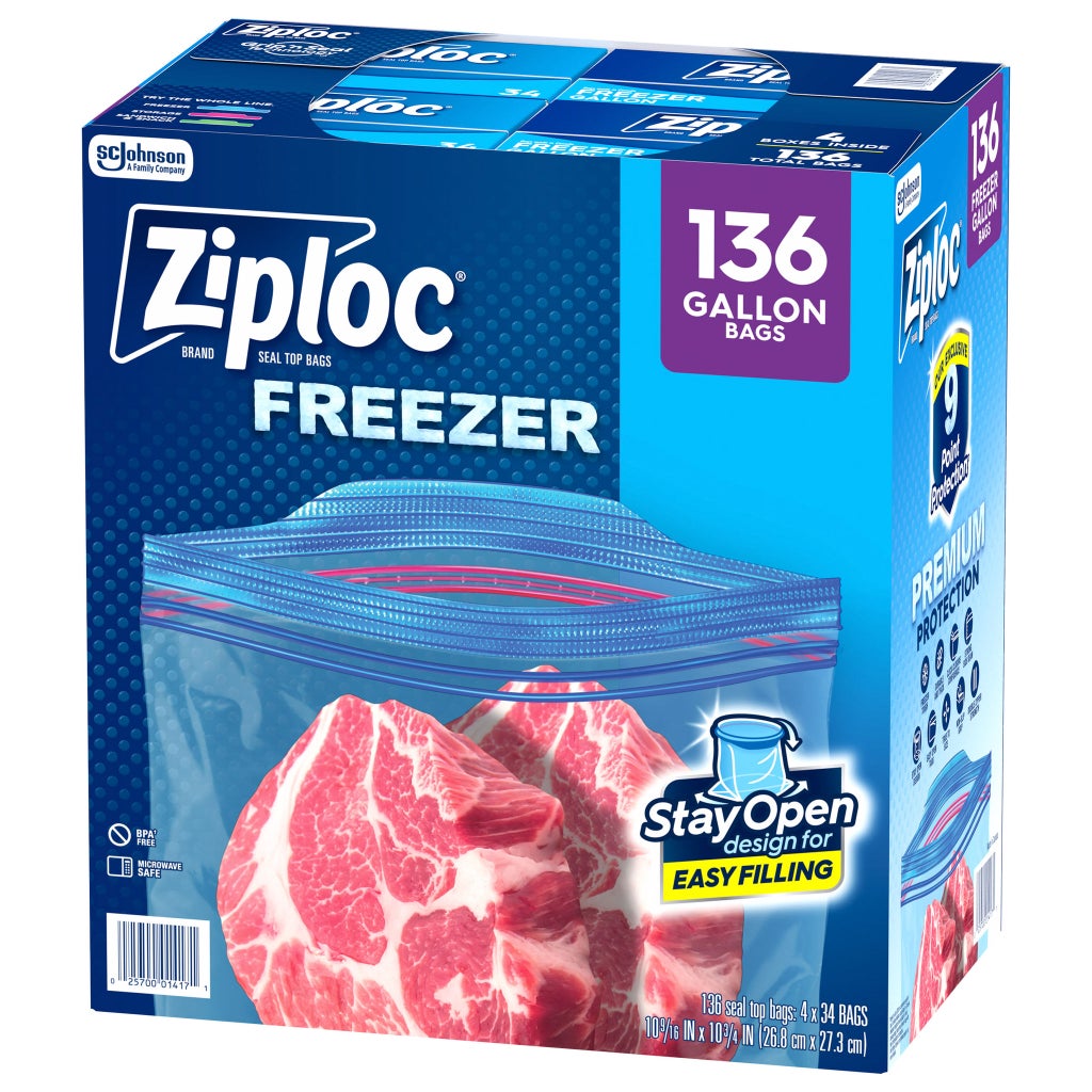 Ziploc Seal Top Freezer Bag, Gallon, 136-count | Costco