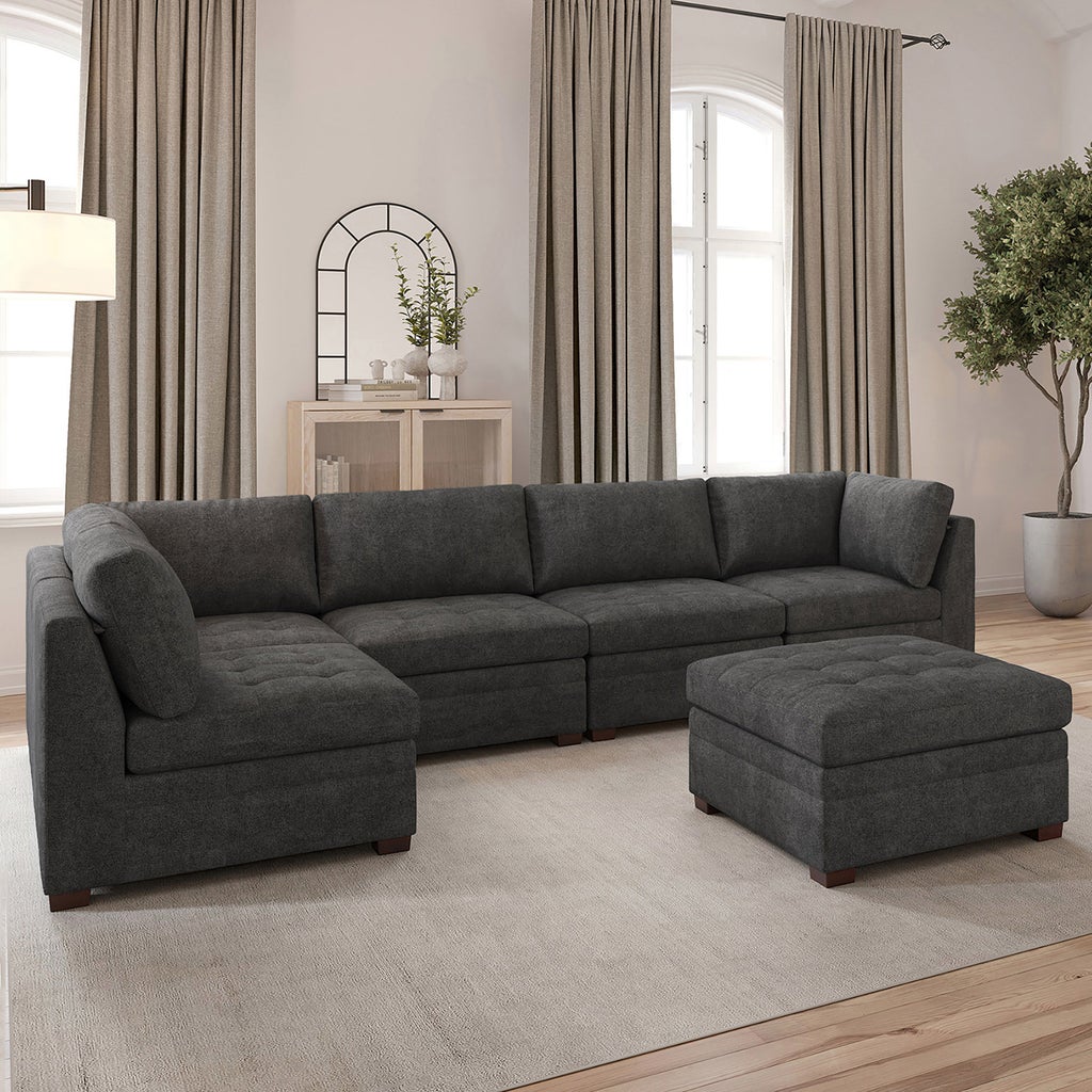  Thomasville Tisdaleモジュラーソファ 6ピース Thomasville Tisdale Modular Sectional 6-piece Dark Gray with