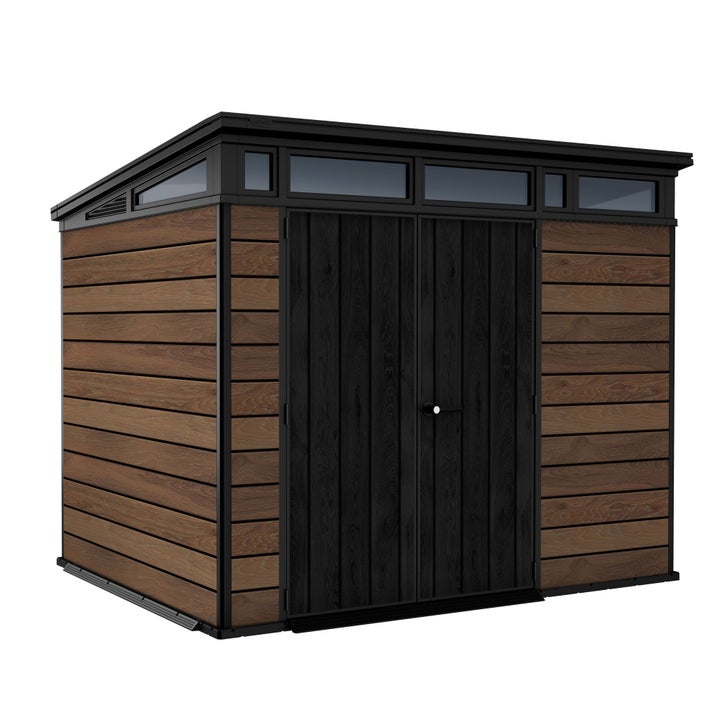 オーチャードハウス Keter Signature Collection 9x7 Modern Outdoor Storage Shed, Walnut