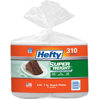 Hefty Super Weight 7" Foam Plate, White, 310 ct