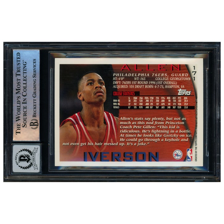 Allen Iverson Autographed 1996-97 Topps Rookie Card #171