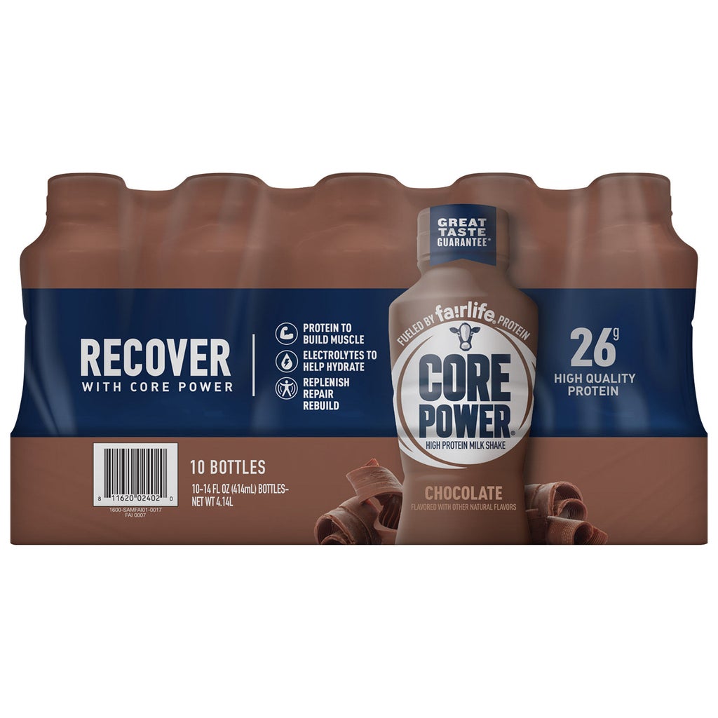 Core Power Protein Shake, Chocolate, 14 fl oz, 10-pack | Costco