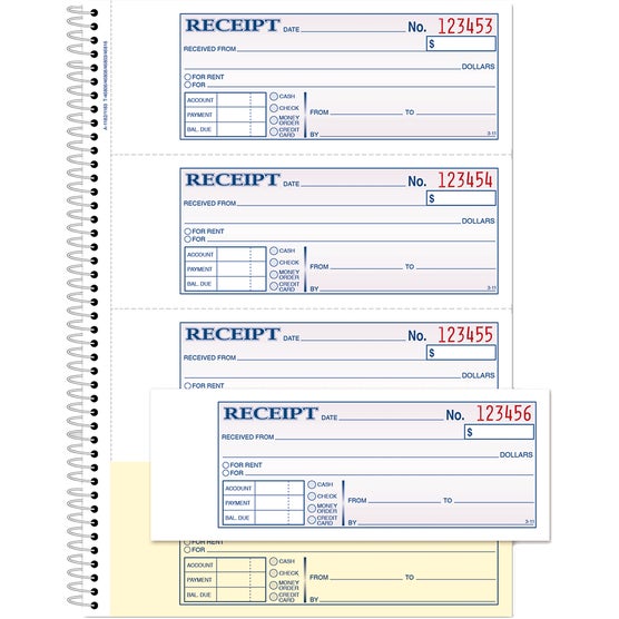 Adams Carbonless 2-Part Receipt Book, Numbered, 7-5/8