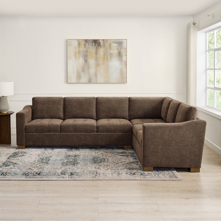 Thomasville オットマン Thomasville Ellsford 2-piece Fabric Sectional, Brown | Costco