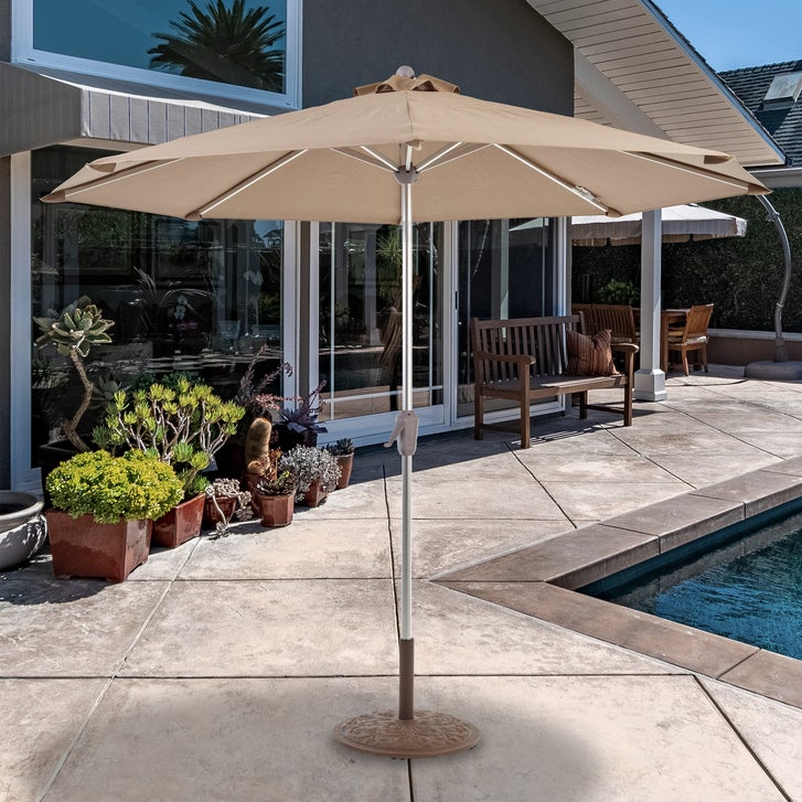 costco outdoor patio square umbrella 9 9/10/11/12ft Wood Pattern Cantilever barbecue bar Seasons Sentry 10' Square Solar