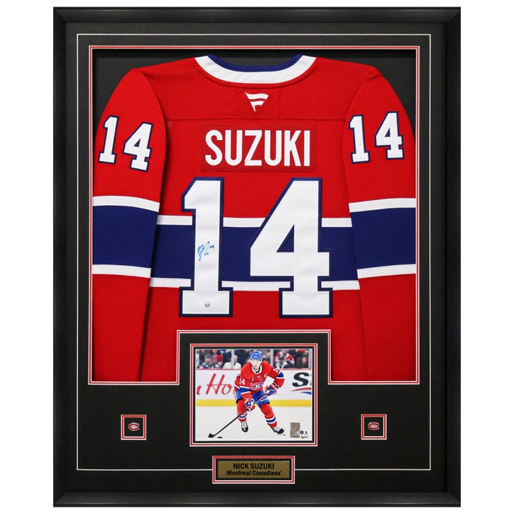 Frameworth Nick Suzuki Signed Framed 34x42 Jersey Montreal