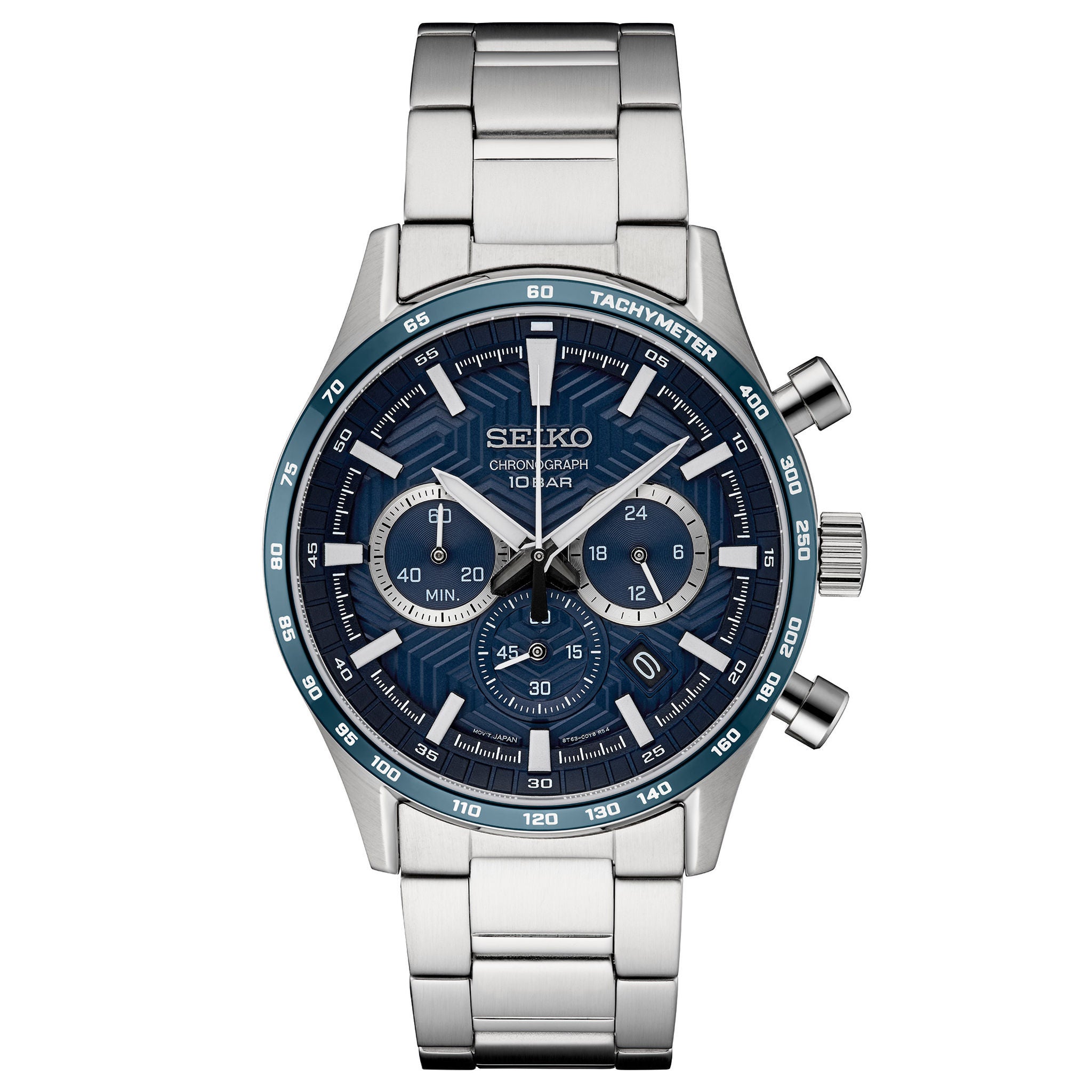 Seiko Essentials Blue Dial Chronograph Men's Quartz Watch, 43mm