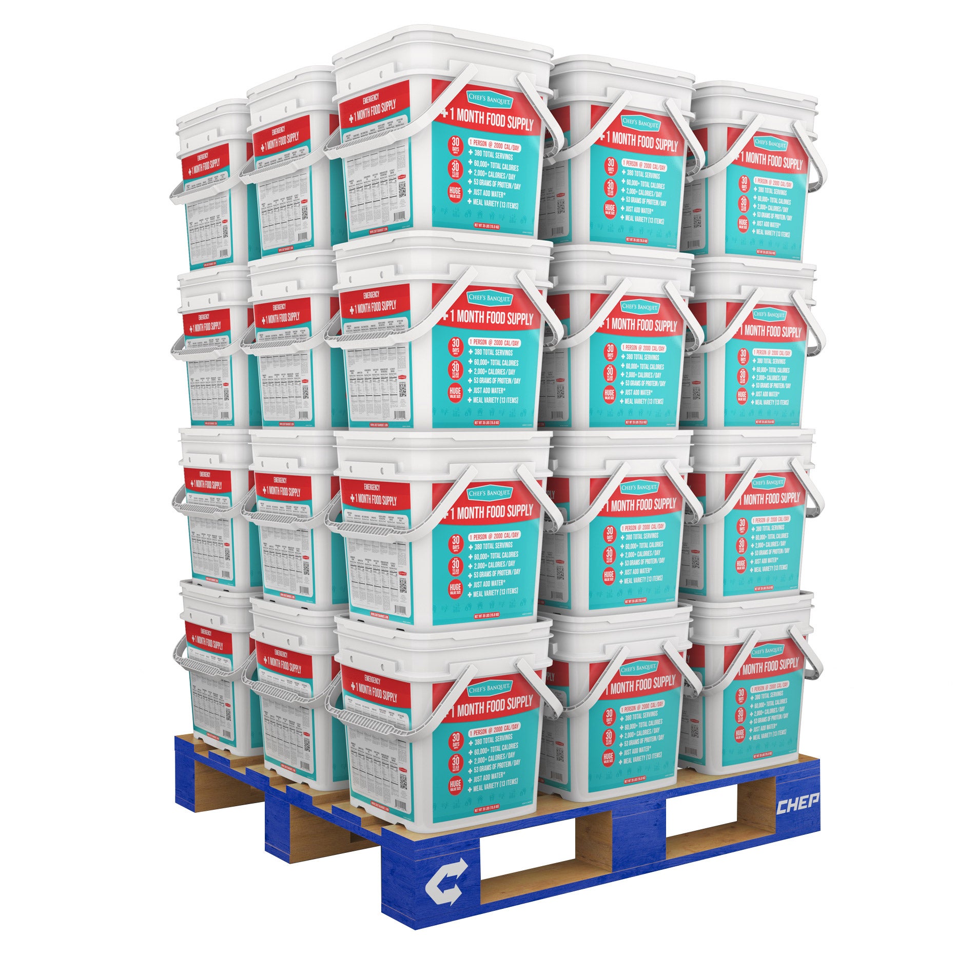 Chef's Banquet One Month Emergency Food Supply Pallet, 36 Total Kits (13,680 Total Servings)