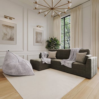 Lovesac Modular Sectional Sofa Bundle 4 Seats/5 Angled Sides with Storage