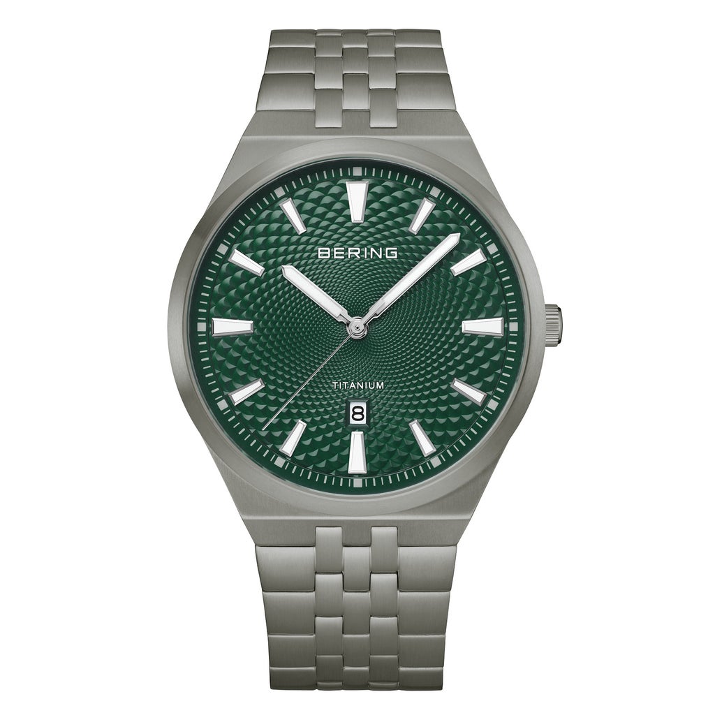【Bering】新品 チタンコレクション 腕時計(グリーン) 15240-728 Bering Titanium Green Dial Men's Quartz Watch, 41mm | Costco