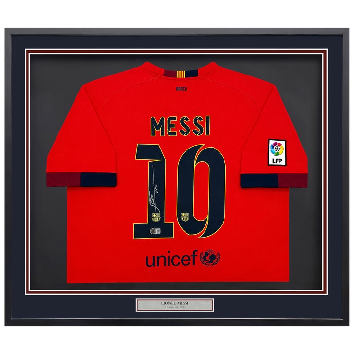 Lionel Messi Autographed Framed Orange FC Barcelona Jersey