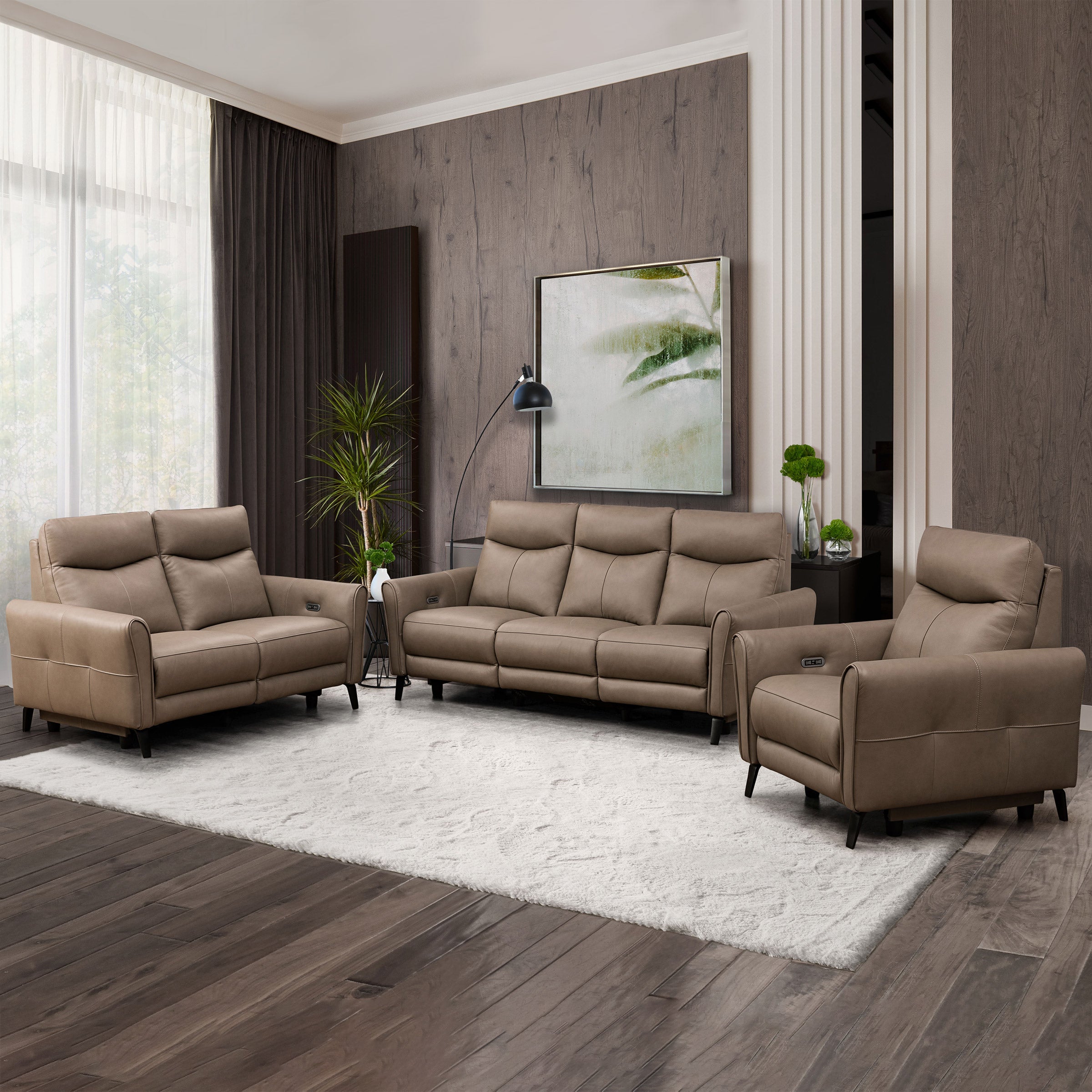 Oswald 3-piece Leather Power Reclining Set with Power Headrests