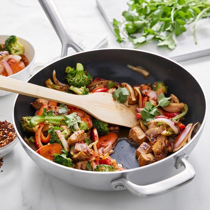 GreenPan GP5 Vista Stainless Steel 5-Quart Wok with Lid + Helper