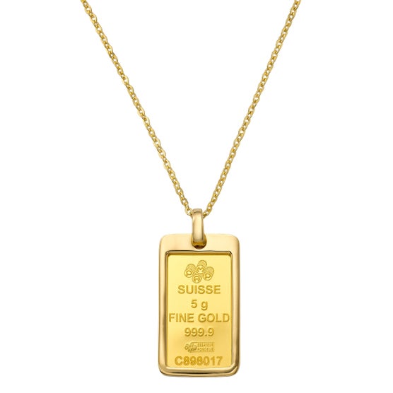 5 Gram Pure Gold Bar PAMP Suisse Lady Fortuna with 18kt Yellow Gold ...