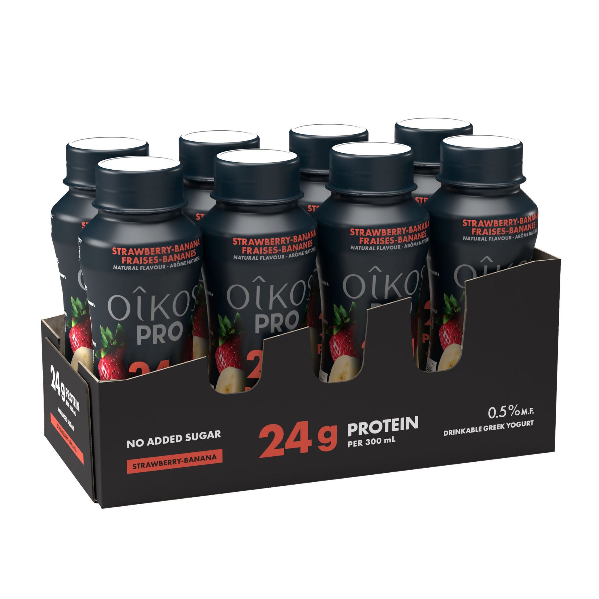 Oikos Pro Strawberry-Banana Drinkable Greek Yogurt, 8 × 300 mL
