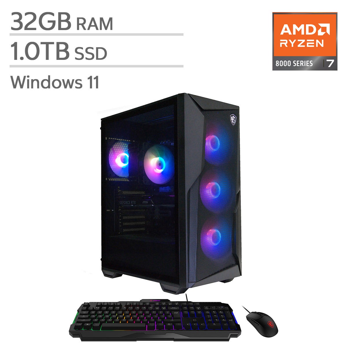 MSI Codex Z2 Gaming Desktop, AMD Ryzen 7 8700F - 32GB RAM, 1TB SSD