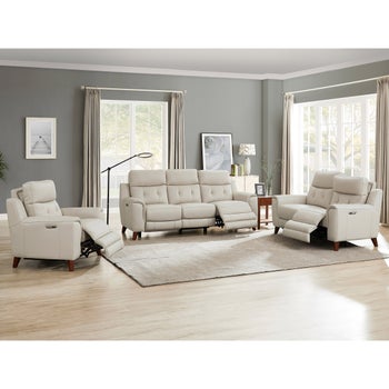 Prospera Home Malibu Modern Top grain Leather Power Reclining 3-piece Living Room Set with Power Headrest