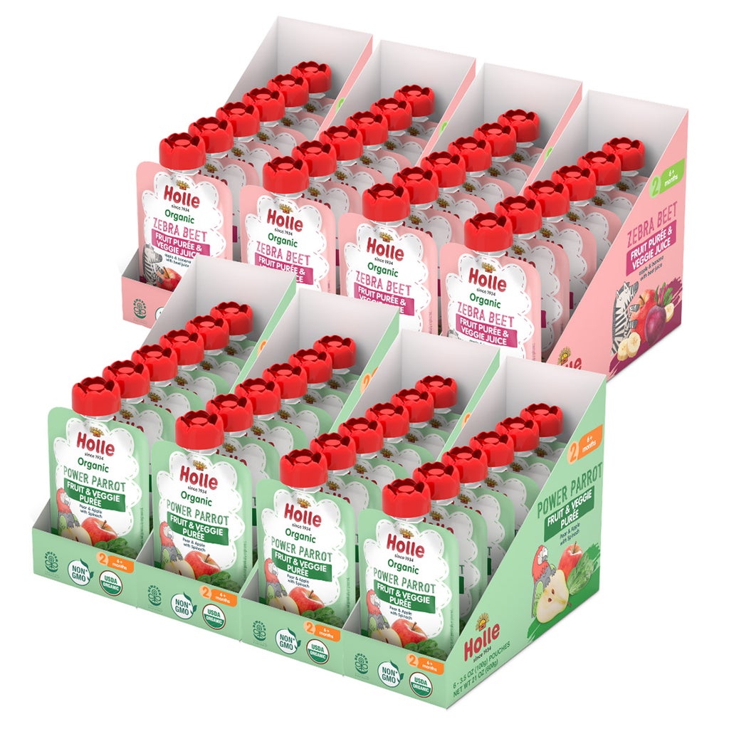 Holle Bio1 5個セット Holle Organic Zebra Beet and Power Parrot Pouches Bundle, 48-pack