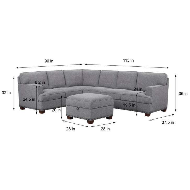 Thomasville Emilee Fabric Sectional with Storage Ottoman | Costco