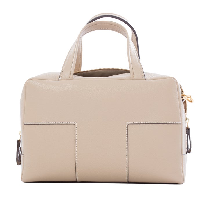 Tory Burch Block-T Pebbled Leather Satchel, White | Costco