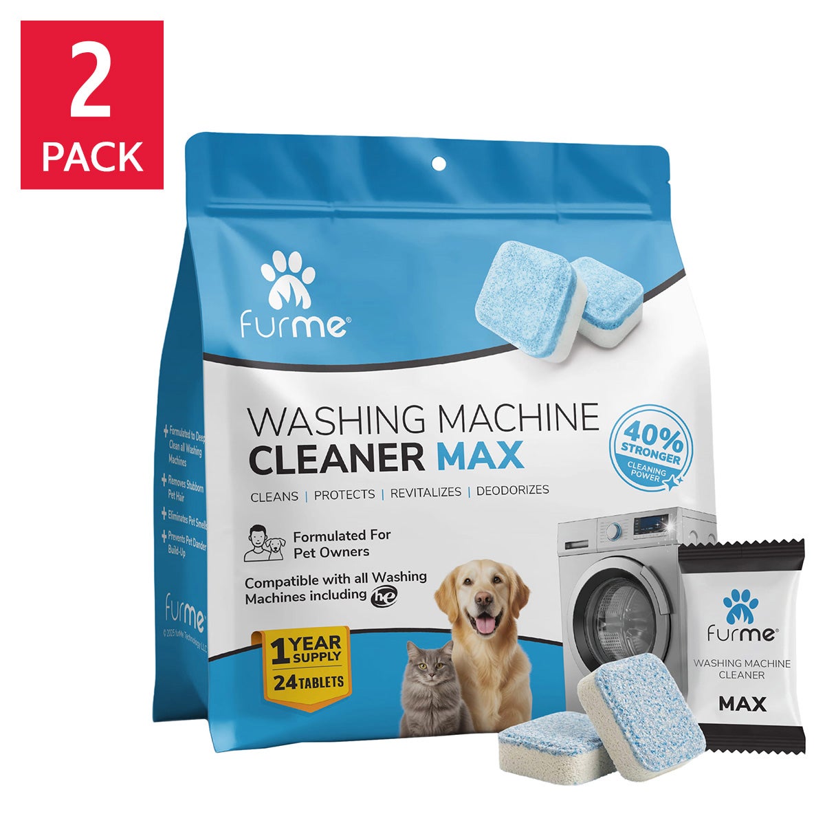 FurMe Washing Machine Cleaner Max Tablets, 2-pack, 48 Count