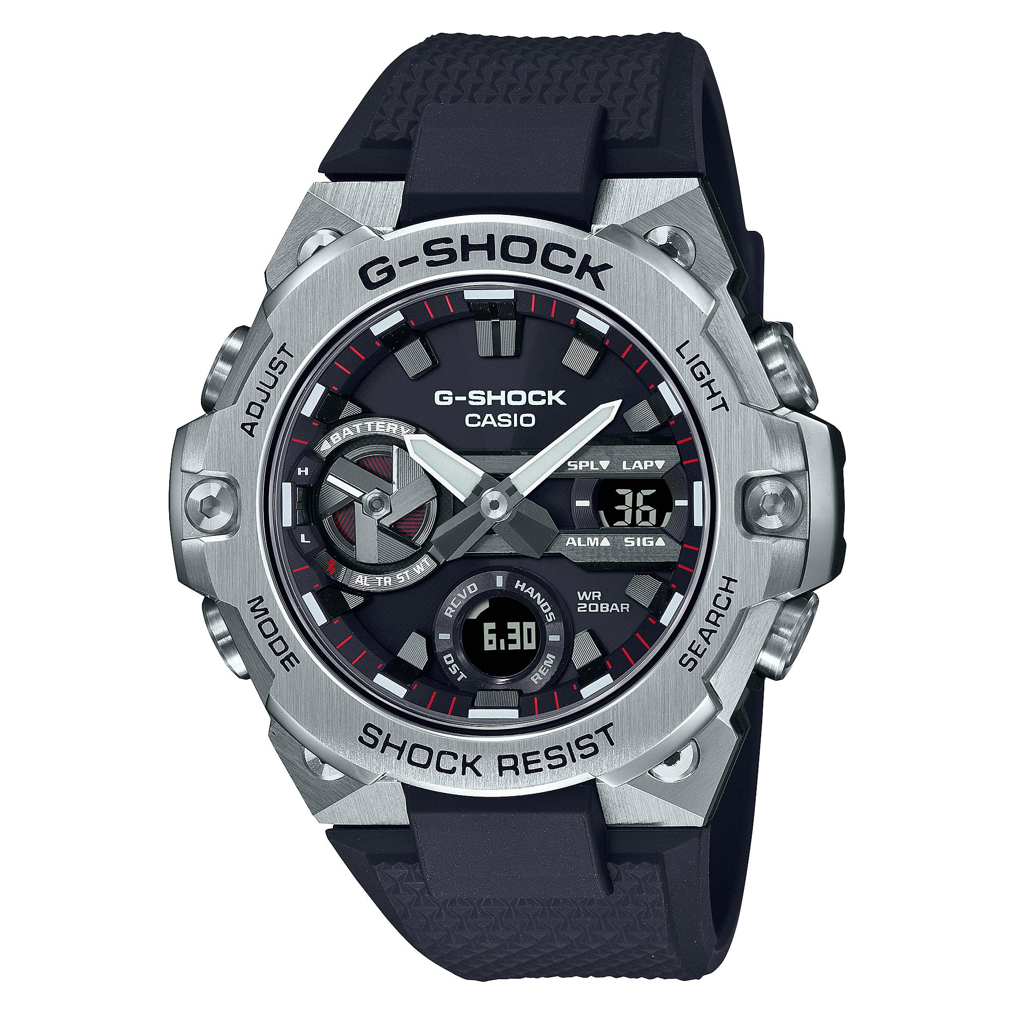 Casio G Steel Resin and Stainless Steel Black Dial Quartz Men's