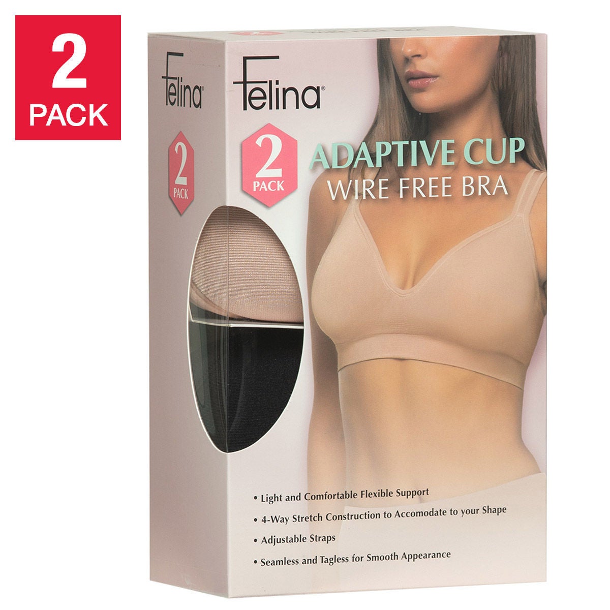 FELINA WOMEN'S ADAPTIVE CUP BRA 2PK