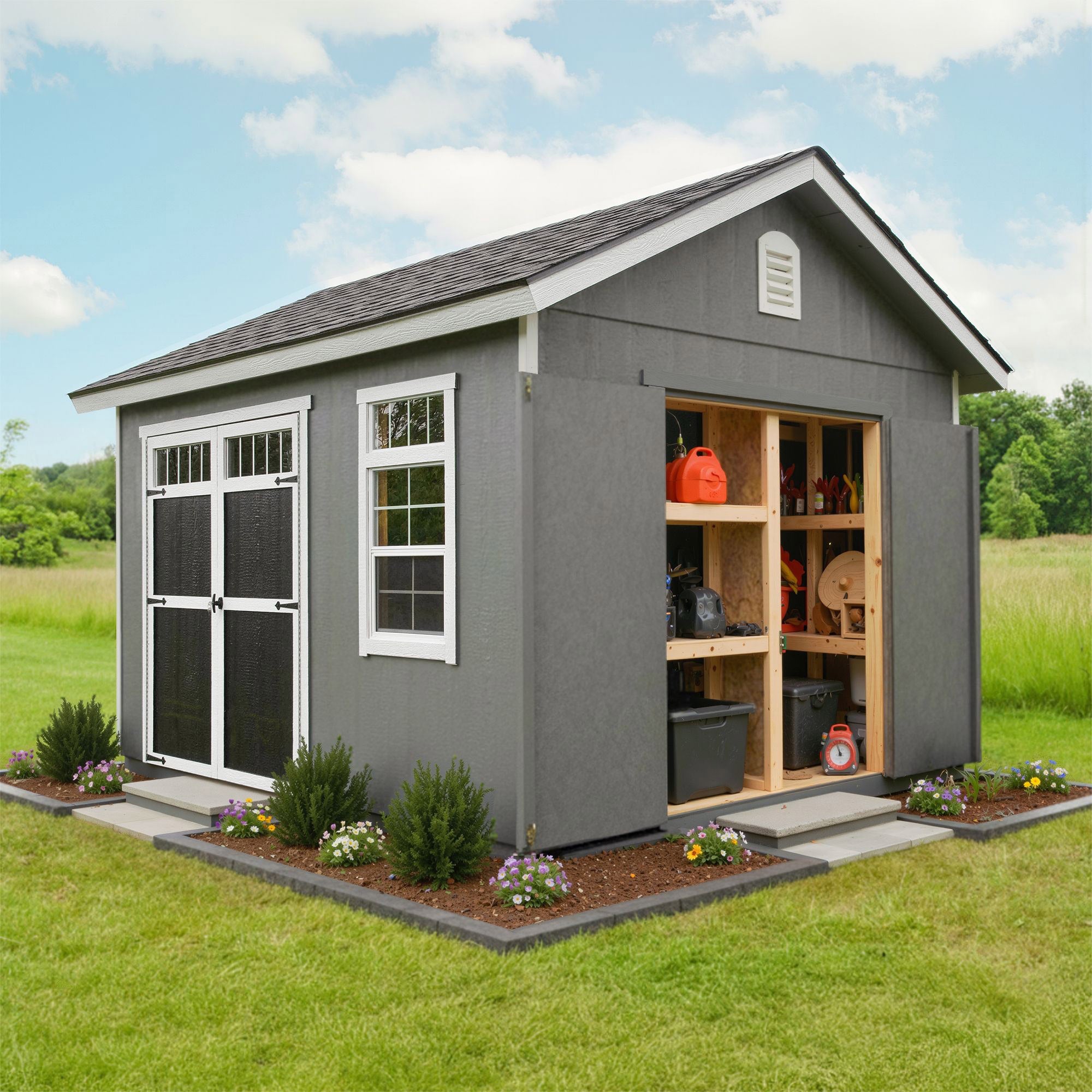 Yardline Easemont 10' x 12' Wood Shed with Quick Access Storage
