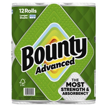 Bounty Advanced Paper Towels, 2-Ply, White, 103 Sheets, 12 ct
