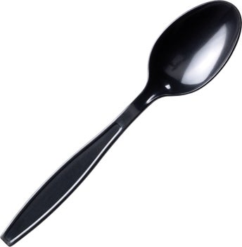 Vital International Solutions Plastic Spoon, Heavy Weight, Black, 1000 ct