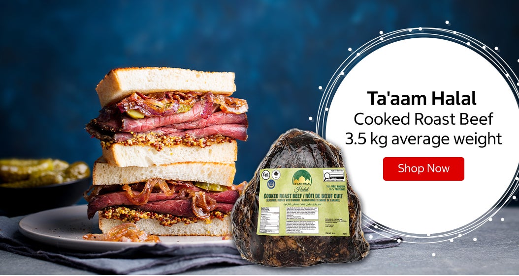 Ta'aam Halal  Cooked Roast Beef  3.5 kg average weight Shop Now 