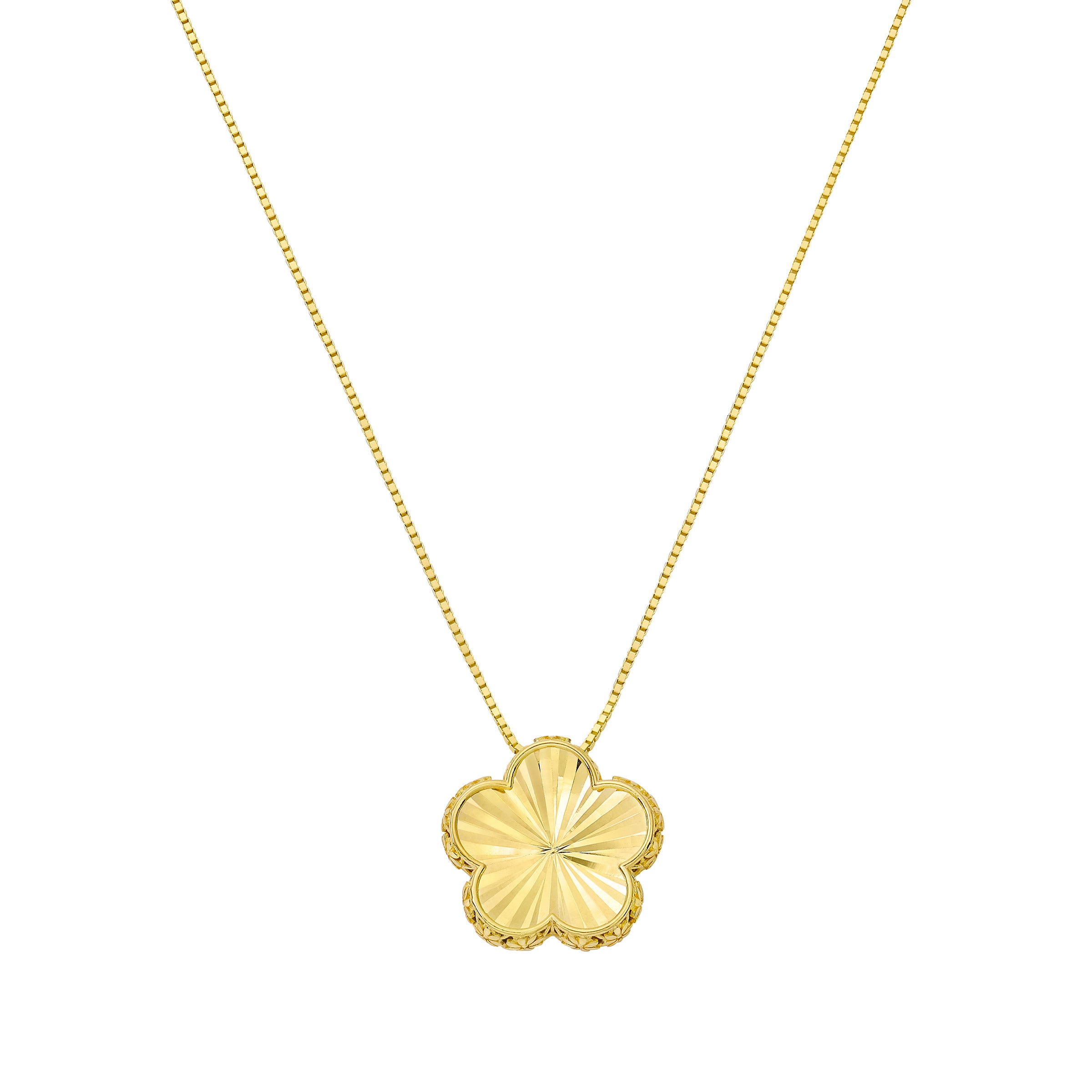 14kt Yellow Gold Flower Pendant Necklace