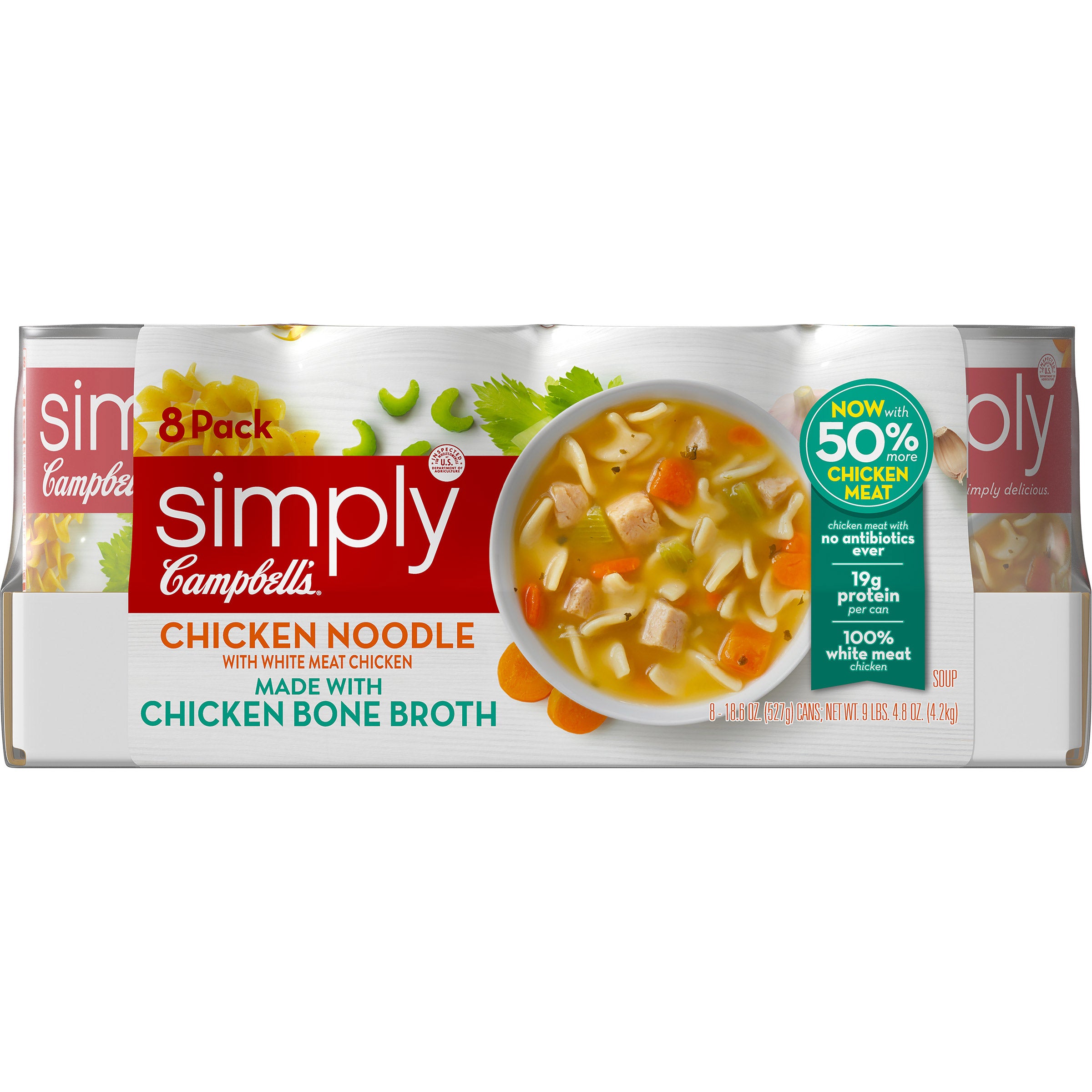 Campbell's, Simply Chicken Noodle Soup, 18.6 oz, 8-Count | Costco