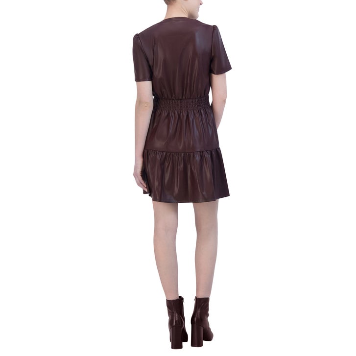 ladies faux leather dress Vigoss Ladies' dusty blue satin column gown