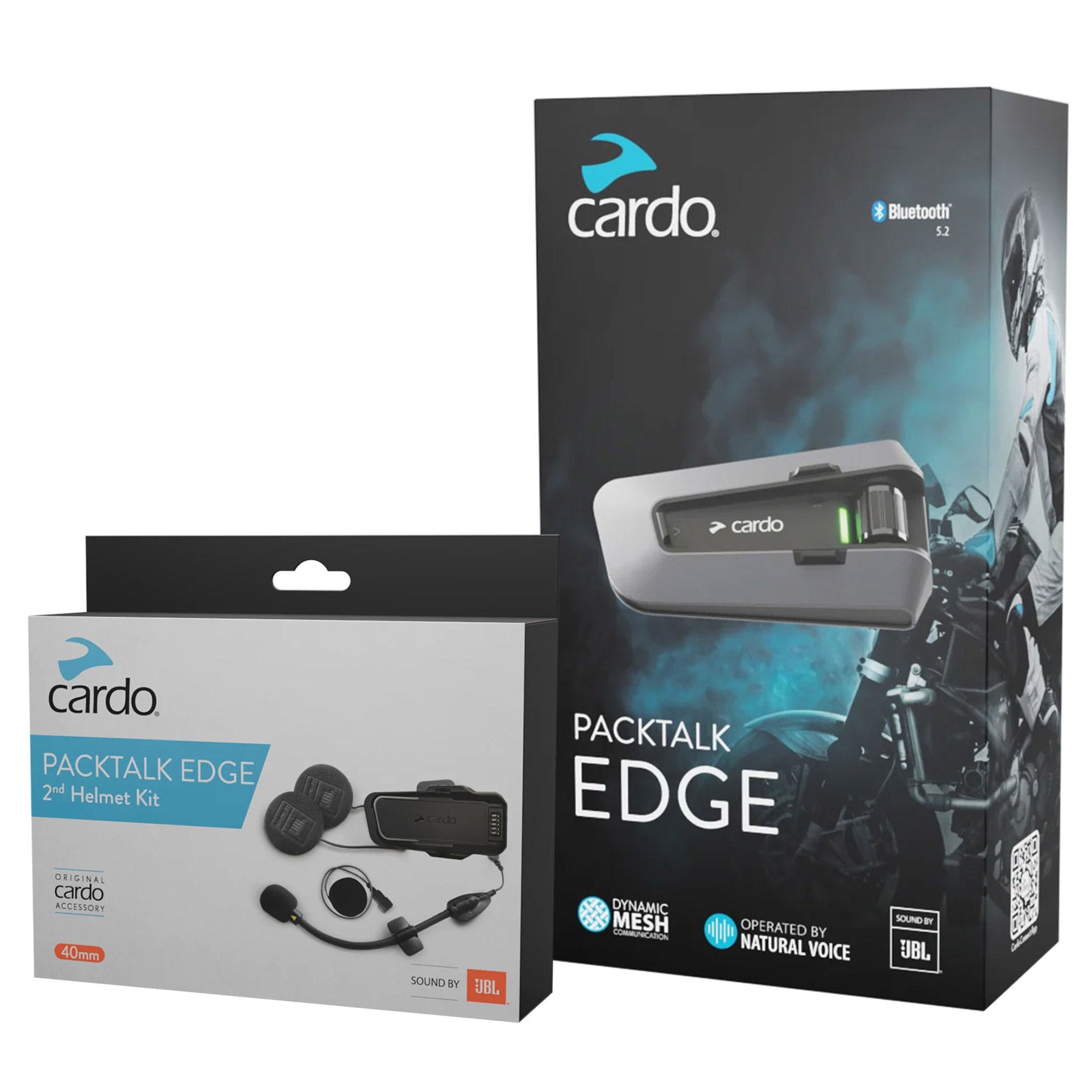 Cardo PACKTALK EDGE Motorcycle Comm System + 2nd Helmet Kit Bundle