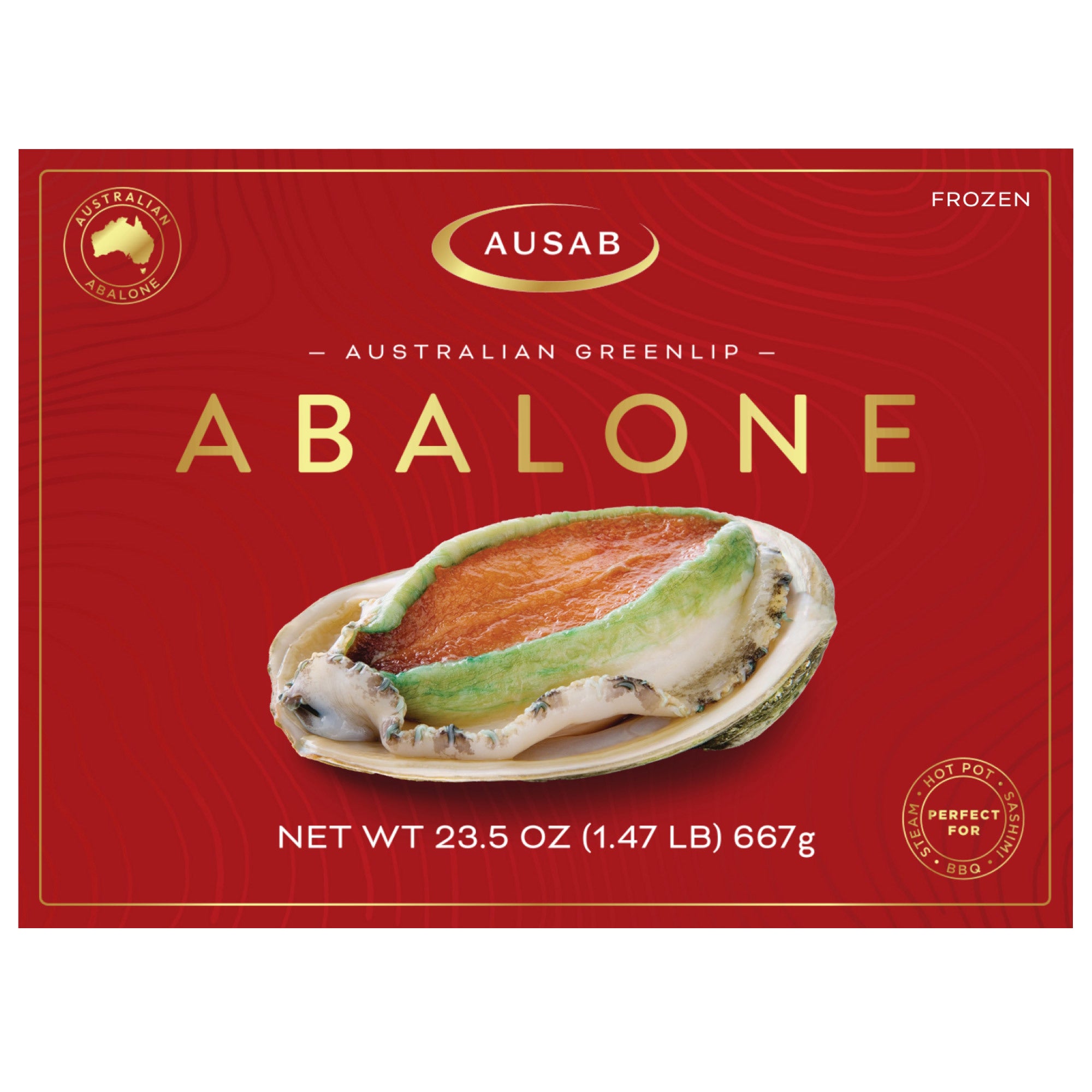 (希少)チリメンアオイガイ　貝　オーストラリア産 Ausab Australian Greenlip Whole Abalone, Shell-On, 23.5 oz, 9 ct