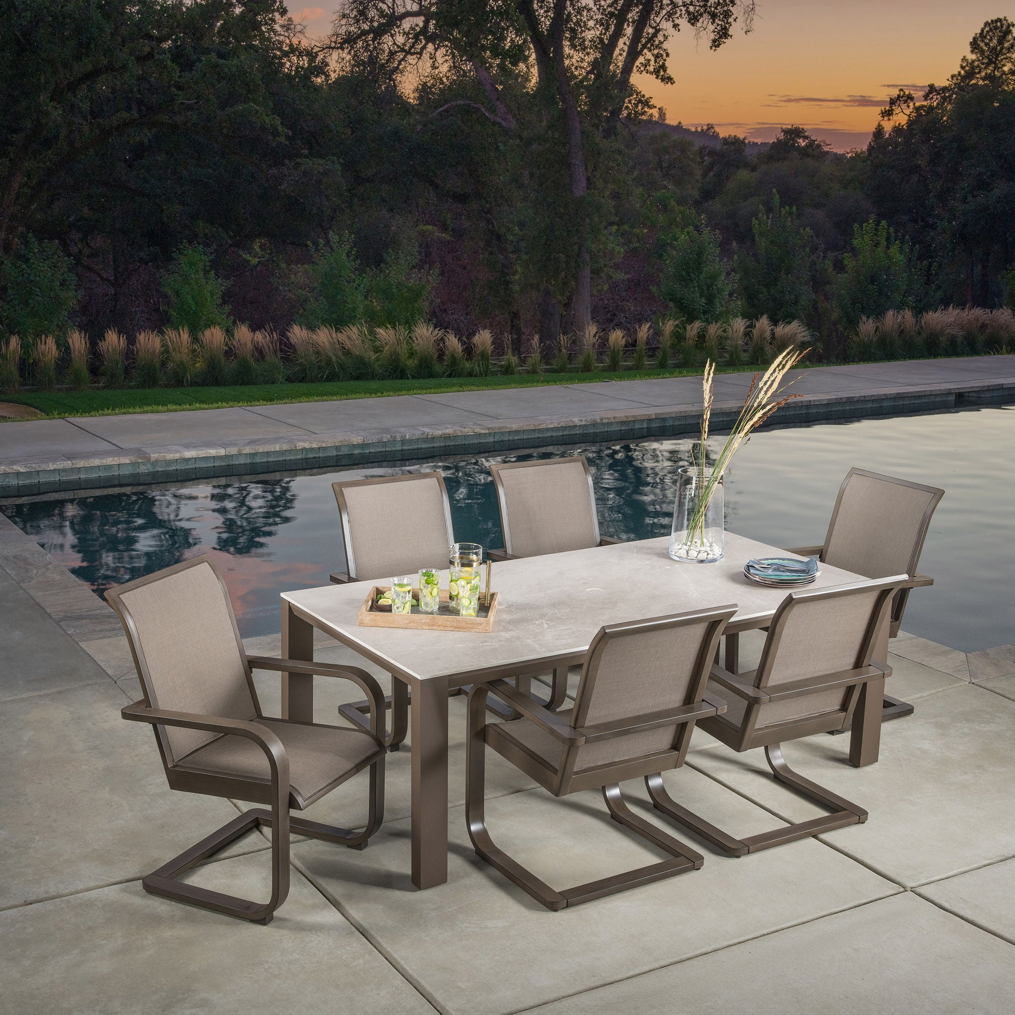 SunVilla Gibson 7-piece Outdoor Patio Sling Dining Set | Costco