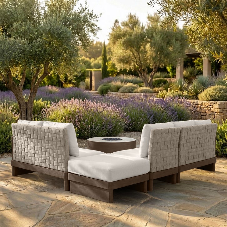 SunVilla Amherst Park 6-piece Outdoor Patio Fire Sectional Set