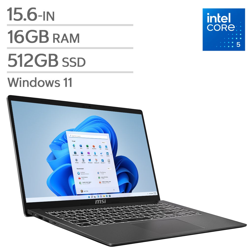 MSI Modern 15 15.6-in Laptop, Intel Core 5 120U - 16GB RAM, 512GB