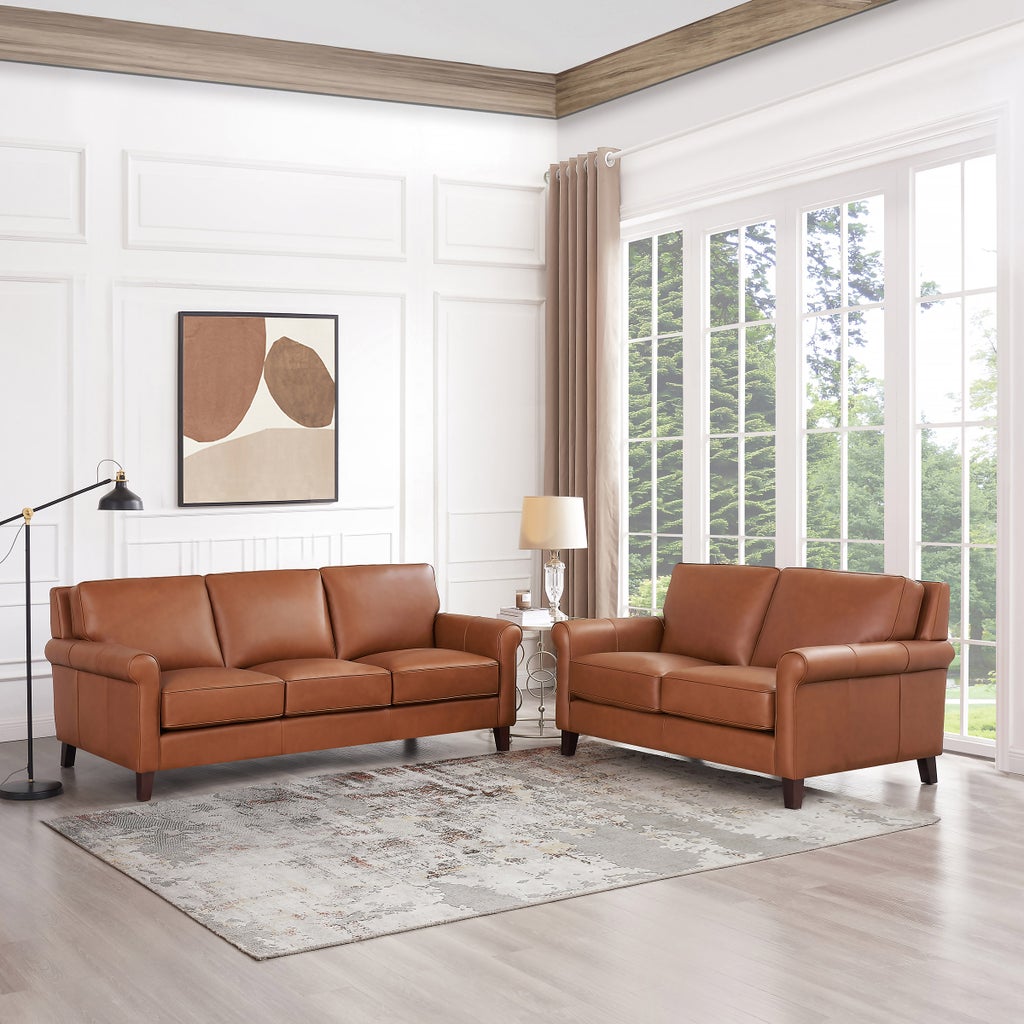 Prospera Home Larsen Top-grain Leather Sofa and Loveseat | Costco